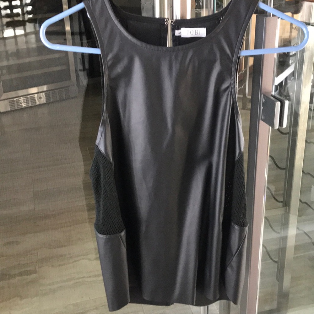 Leather and mesh tank